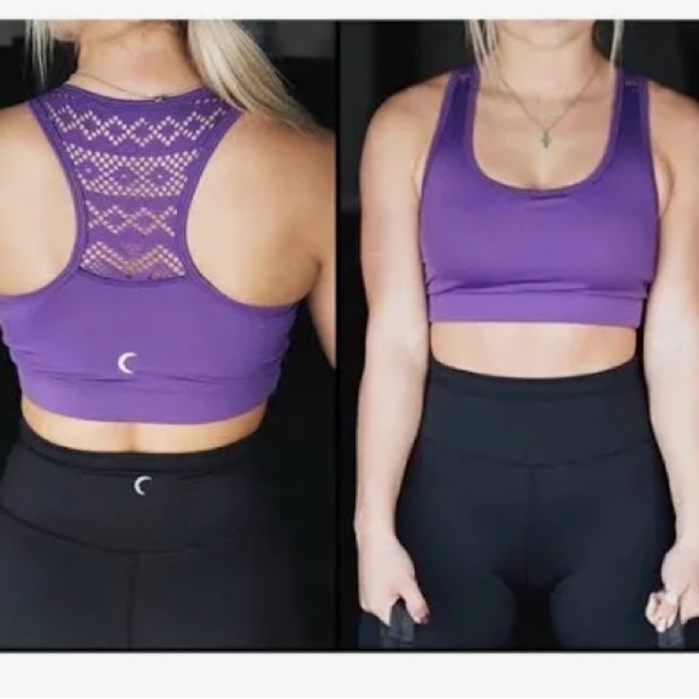 Purple Lace Racerback Sports Bra ZYIA brand Bomber Style